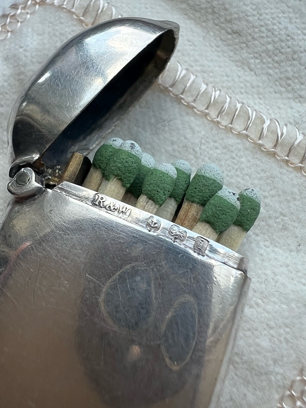 English Antique Sterling Silver Match Safe Vesta Case 925 Reynolds & Westwoods